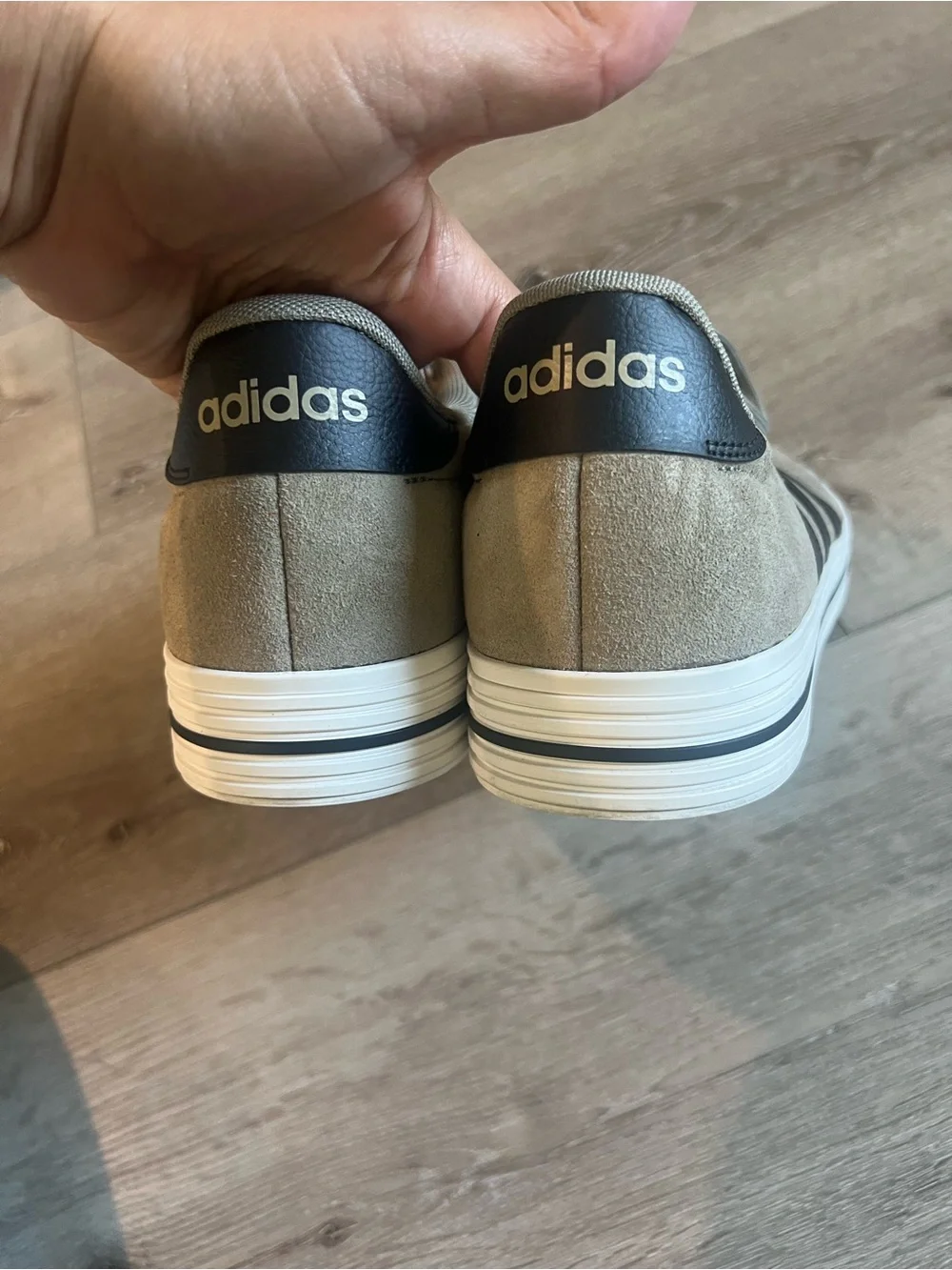 adidas Men's Taupe Suede Daily Sneakers with Black Stripes